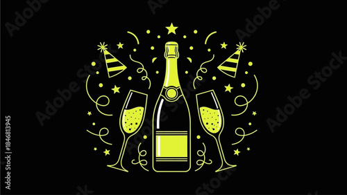 Celebrate in style with champagne and party decorations