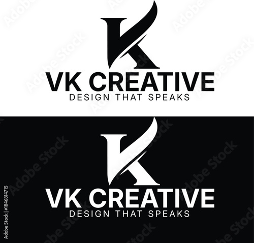 V K Creative logo with text design that speaks VK logo