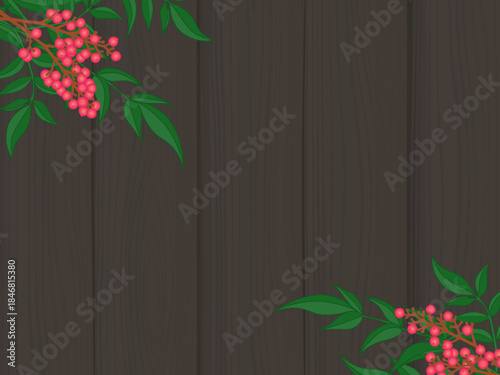 南天の背景①ななめ_黒木目