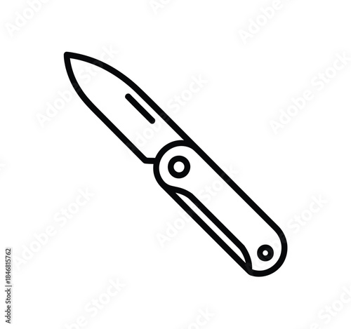 Outline icon representing a versatile folding pocket knife, ideal for camping and everyday use