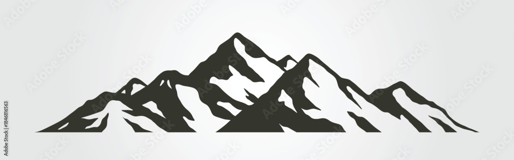 Fototapeta premium silhouette of mountain icon set vector landscape design, mountain peaks background
