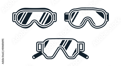 Safety Goggles Showcase, Industry Setting, Graphic Illustration Viewpoint