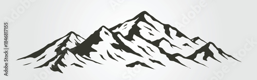 mountain range in silhouette against black background. Suitable for backgrounds, banner designs, nature themed projects, and outdoor graphics.