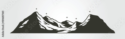 mountain silhouette with stars on the peaks illustration design