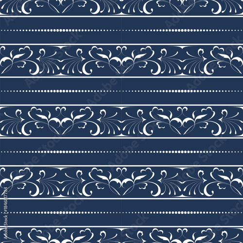 seamless botanical pattern of painted oriental motifs 