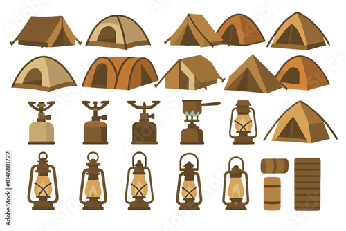 Tents and camping gear for outdoor adventures in various styles and designs