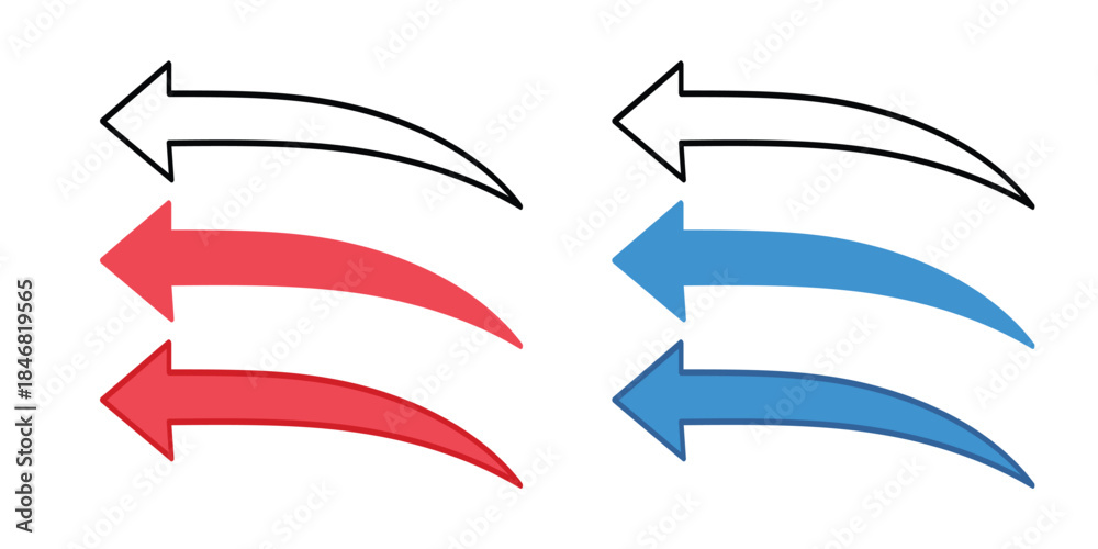 Fototapeta premium Directional Arrow Vector Icon Set. Left, Right, Up, and Down Navigation Symbols for UI/UX, Web, and Mobile App Interface Design.