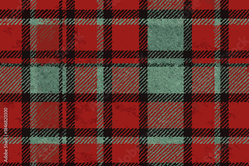 Pattern of red and green plaid fabric for clothing or decoration