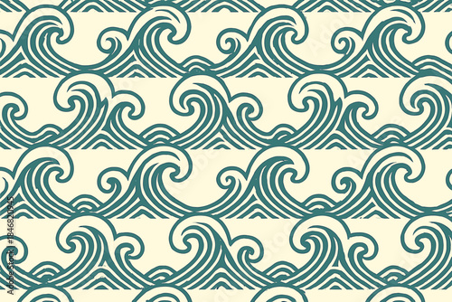 Patterns of ocean waves on a light background create a visual effect that captures movement and rhythm in the design