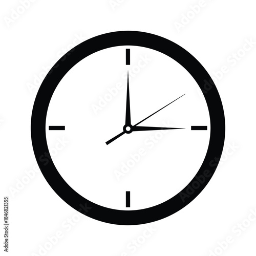 Simple black clock face showing time