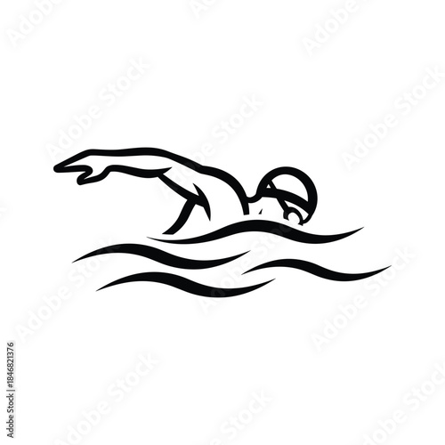 Swimmer in action, swimming illustration