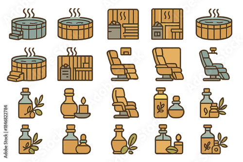 Enjoying hot tubs and relaxation tools in a cozy spa environment with various wellness items available for use