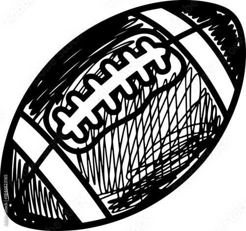 doodle sketch American football ball silhouette vector illustration