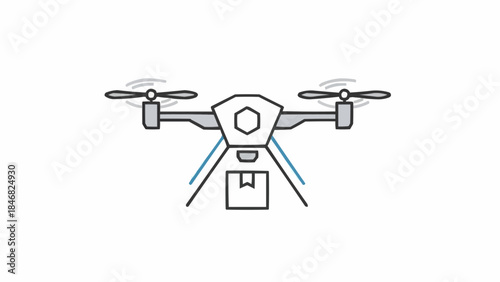 Modern delivery drone carrying a package, illustrating innovation in logistics and aerial transportation services