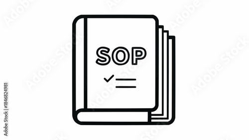 Standard Operating Procedure Manual Icon Representing Business Guidelines, Workflow Documentation, and Process Management for Corporate Efficiency and Compliance