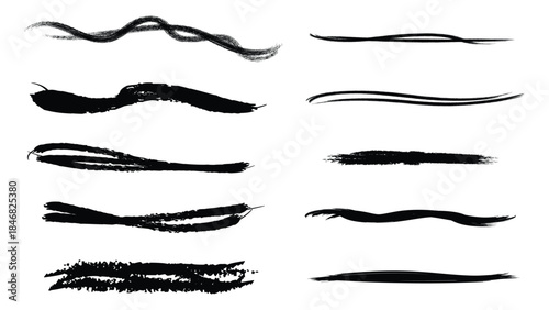 Collection of various black squiggly lines and strokes on a white background