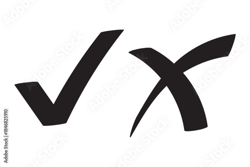 Check box tick mark icon set button correct right wrong buttons or yes or no checkmark red cross green tick vector illustration, PNG transparent background 