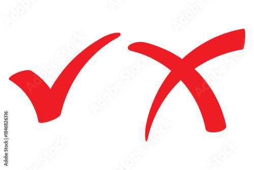 Check box tick mark icon set button correct right wrong buttons or yes or no checkmark red cross green tick vector illustration, PNG transparent background 