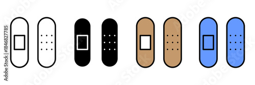 medical and health care Icon Set Multiple Style Collection. Stethoscope, Heartbeat, Pill, Ambulance, Syringe, Thermometer, Bandage, Microscope, DNA, Hospital Bed, Doctor Hat, Nurse, Dental Mirror, Bra