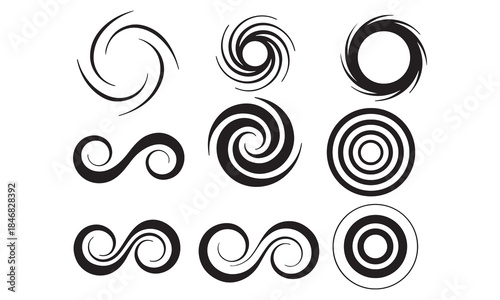 Abstract Spiral, Swirl, and Tornado Vector Collection – Modern Circular and Vortex Design Elements