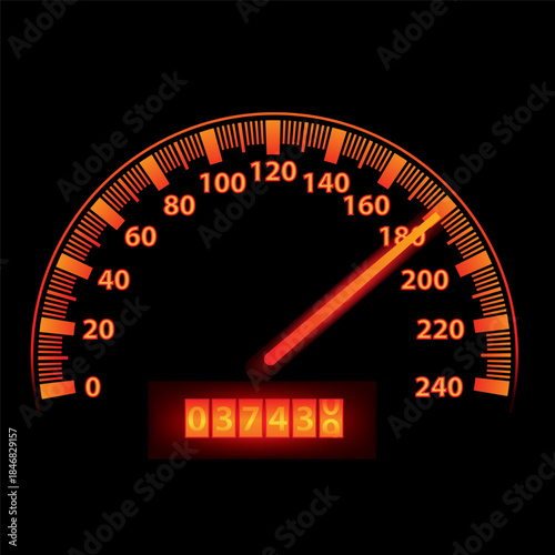 Car Dashboard. Car Panel Display. Car Speedometer Dashboard. Tachometer or Odometer Display. Vector Illustration