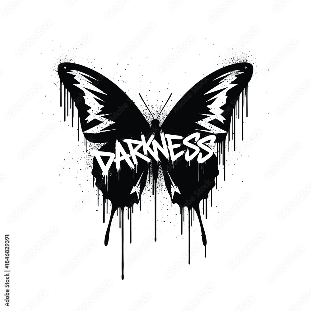Obraz premium Darkness Gothic Butterfly Streetwear T-Shirt Vector