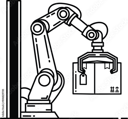 Robotic Arm Holding Box Silhouette machine industrial