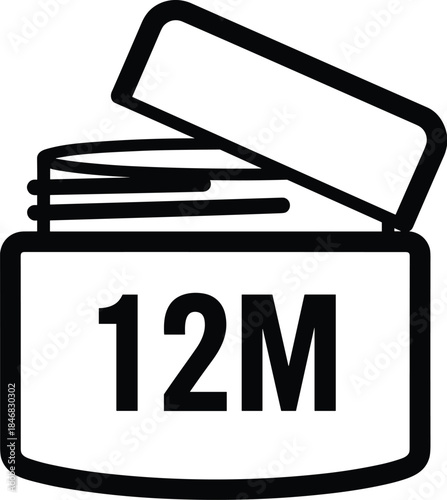 Open Jar Symbol With 12 Months Label vector