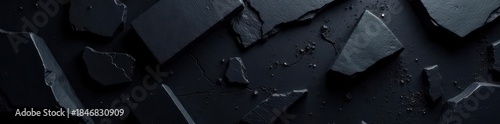 Abstract black carbon geometric texture  Irregular shapes, gritty surface , black, design, grunge