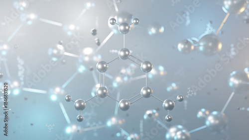 Fototapeta Naklejka Na Ścianę i Meble -  melamine molecular structure, 3d model molecule, polymer structural chemical formula view from a microscope