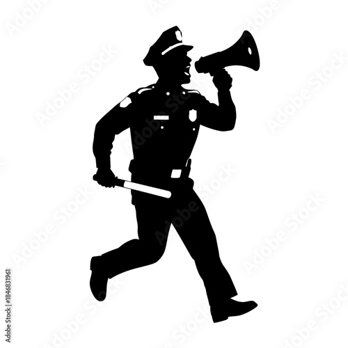 Firefighter Running with Axe Silhouette – Emergency Rescue Action Vector