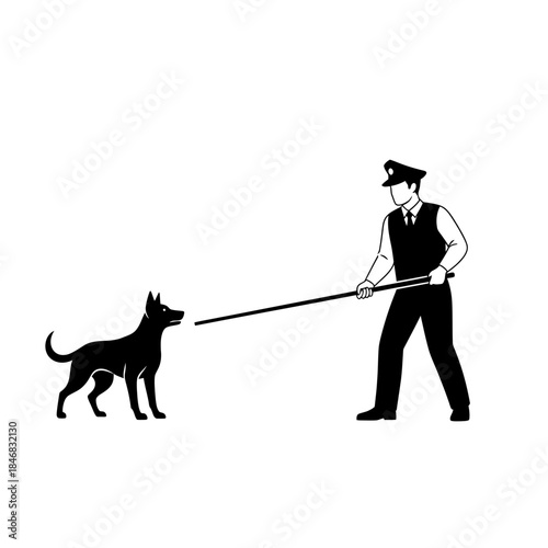 Man Walking Dog Silhouette – Pet Owner Leash Outdoor Vector Illustration
