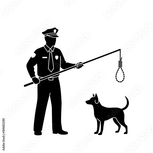 Man Walking Dog Silhouette – Pet Owner Leash Outdoor Vector Illustration