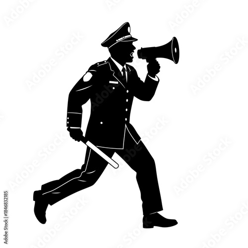 Firefighter Running with Axe Silhouette – Emergency Rescue Action Vector