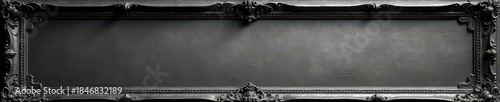 Classic black and white photo frame, ornate design, line, stylish