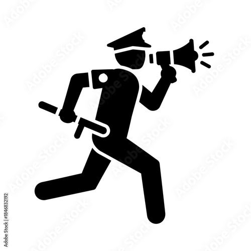 Firefighter Running with Axe Silhouette – Emergency Rescue Action Vector