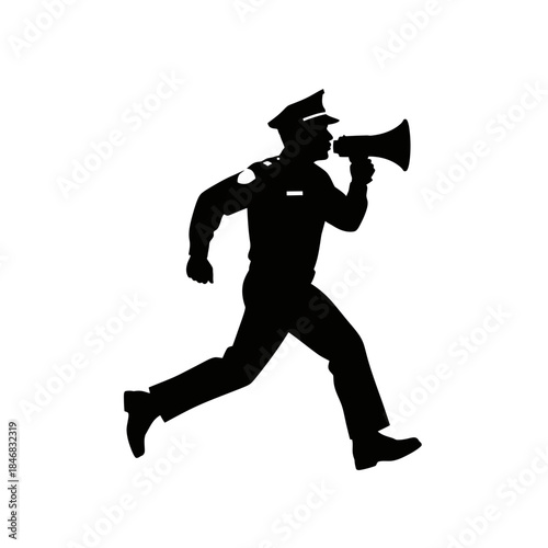 Firefighter Running with Axe Silhouette – Emergency Rescue Action Vector