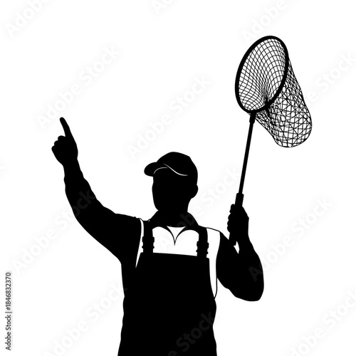 Police Officer Silhouette with Stop Sign – Law Enforcement Control Vector