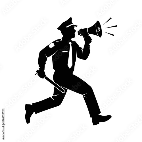 Firefighter Running with Axe Silhouette – Emergency Rescue Action Vector