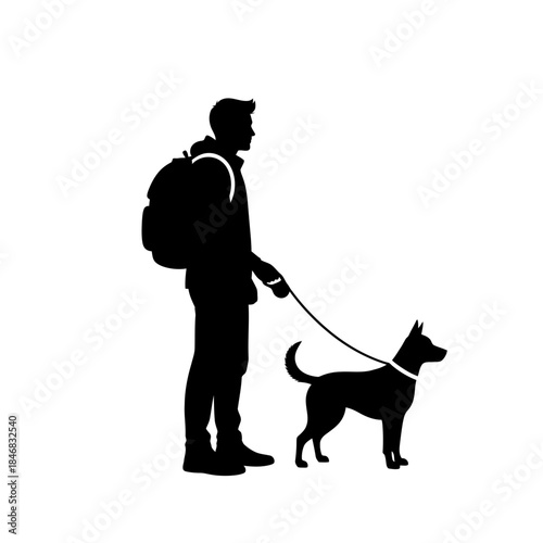 Police Officer Silhouette with Stop Sign – Law Enforcement Control Vector