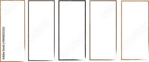 A series of four rectangular white panels with thin brown and black outlines