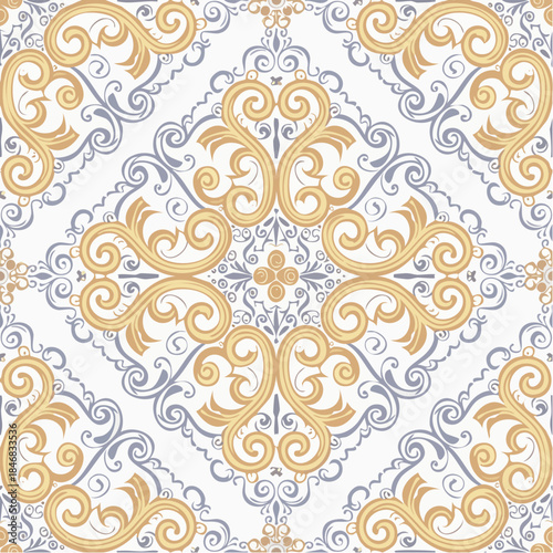 Vintage seamless pattern with curls