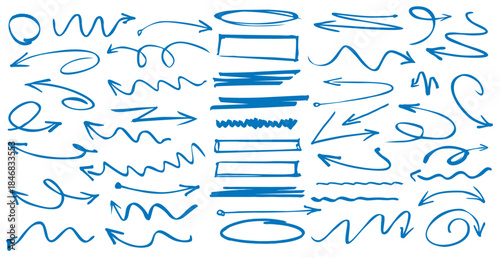 Set of pink arrows. Hand-drawn arrows designed for presentations and workflow.