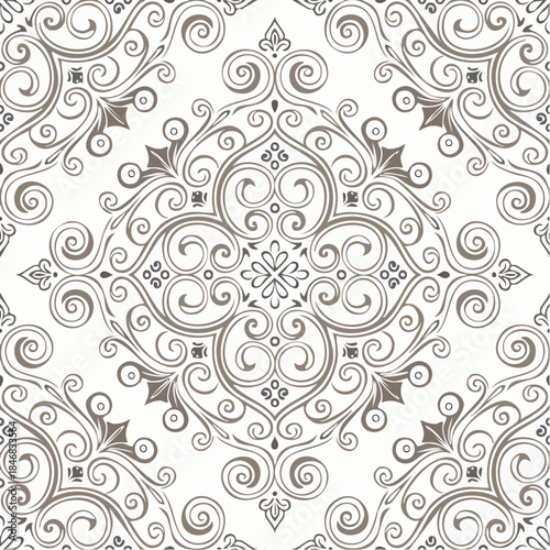 Vintage seamless pattern with curls