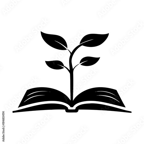 A book on plant icon bold outline vector illustration design