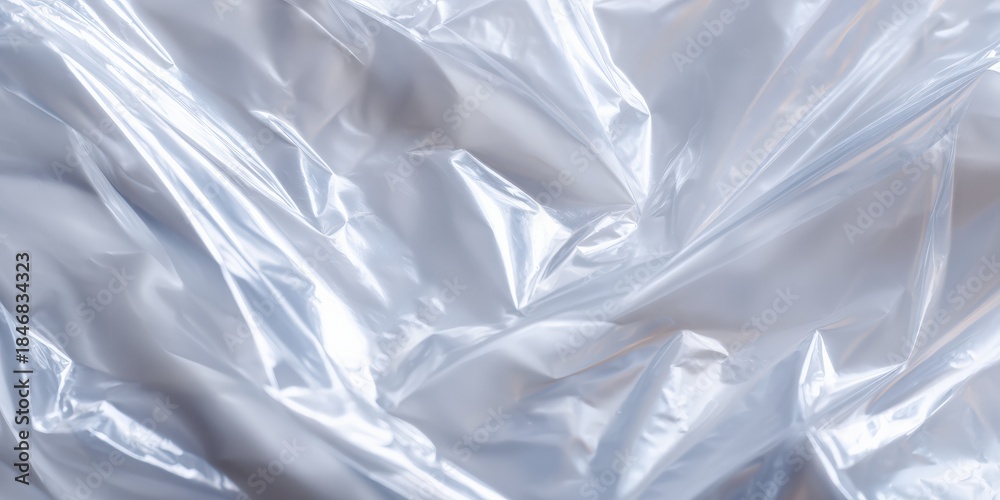 Obraz premium Shiny silver surface with wrinkled textures and reflections