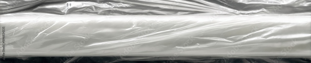 Obraz premium Transparent plastic wrap roll on reflective surface
