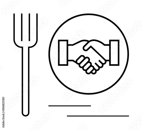 Partnership concept. Handshake symbol collaboration, trust, and successful partnerships in the food business. Partnership ideas for restaurants, catering, food supply chain, business networking