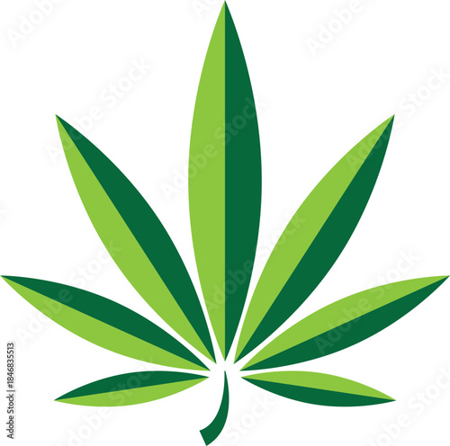Dual-tone marijuana leaf with shadow detail