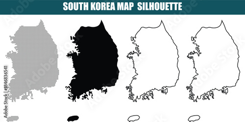 South Korea Map Silhouette Hand made